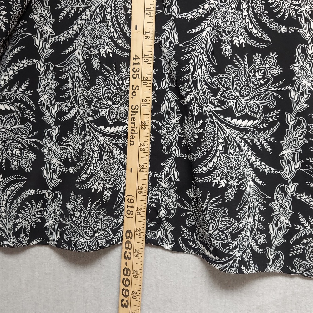 Catherines Button Womens Plus 3X WP Black White 3/4 Roll Tab Floral Tunic Boho - Picture 11 of 11
